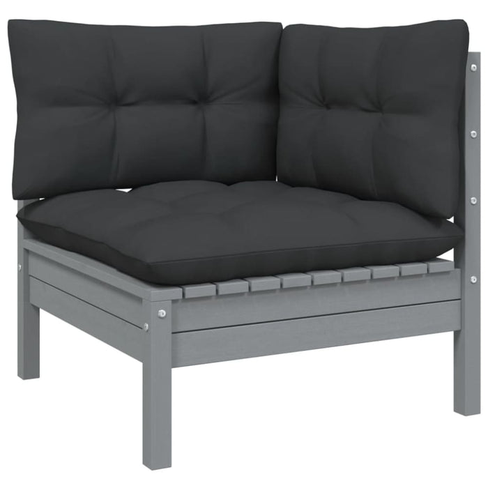 Garden Corner Sofa with Anthracite Cushions Grey Solid