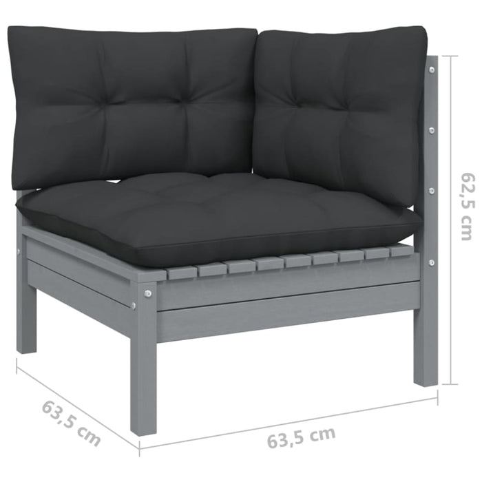 Garden Corner Sofa with Anthracite Cushions Grey Solid