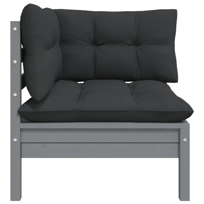 Garden Corner Sofa with Anthracite Cushions Grey Solid