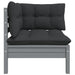 Garden Corner Sofa with Anthracite Cushions Grey Solid