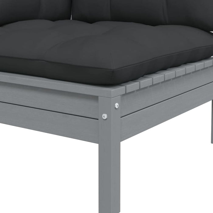 Garden Corner Sofa with Anthracite Cushions Grey Solid