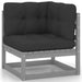 Garden Corner Sofa with Anthracite Cushions Solid Pinewood