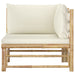 Garden Corner Sofa with Cream White Cushions Bamboo Totoap