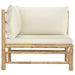 Garden Corner Sofa with Cream White Cushions Bamboo Totoap