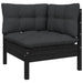 Garden Corner Sofa with Cushions Black Solid Pinewood Nblltx