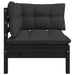 Garden Corner Sofa with Cushions Black Solid Pinewood Nblltx