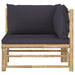 Garden Corner Sofa with Dark Grey Cushions Bamboo Totopt