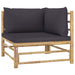Garden Corner Sofa with Dark Grey Cushions Bamboo Totopt