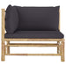 Garden Corner Sofa with Dark Grey Cushions Bamboo Totopt
