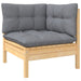 Garden Corner Sofa with Grey Cushions Solid Pinewood Nbllxi