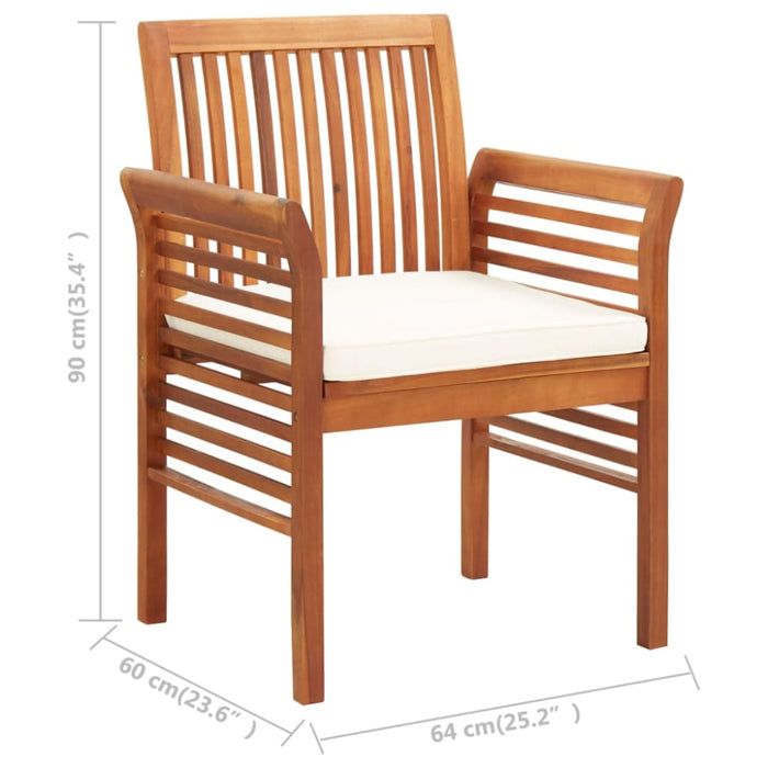 Garden Dining Chair with Cushion Solid Acacia Wood Apkla