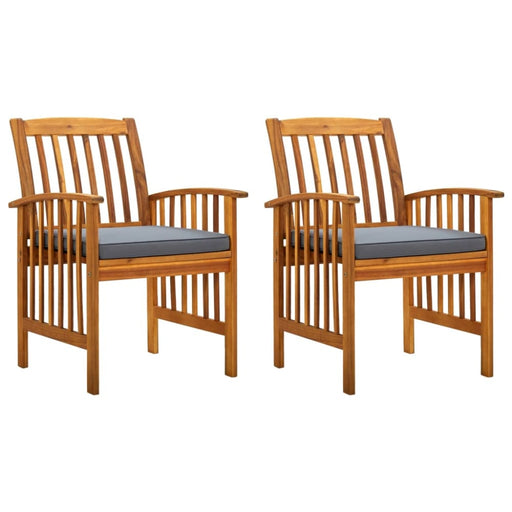 Garden Dining Chairs 2 Pcs with Cushions Solid Acacia Wood