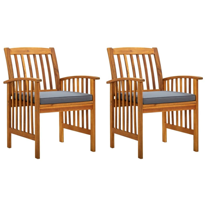Garden Dining Chairs 2 Pcs with Cushions Solid Acacia Wood