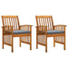 Garden Dining Chairs 2 Pcs with Cushions Solid Acacia Wood
