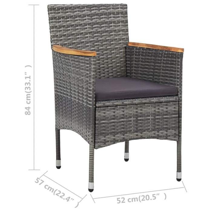 Garden Dining Chairs 2 Pcs Poly Rattan Grey Alonx