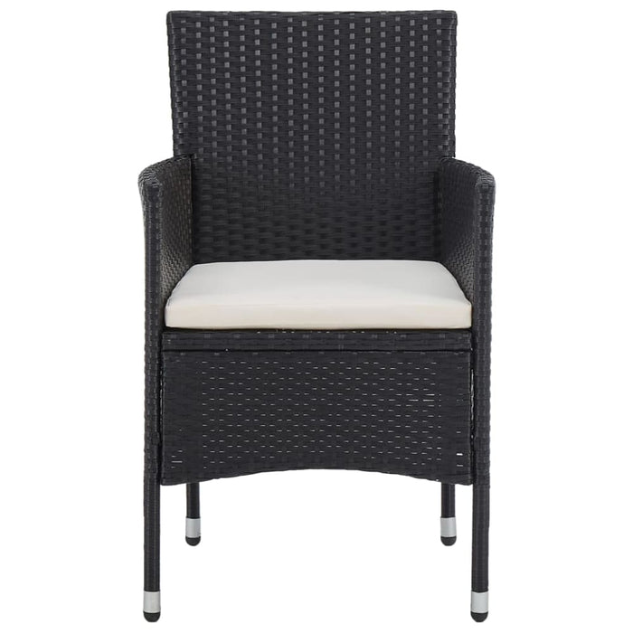 Garden Dining Chairs 2pcs Poly Rattan Black Aloik