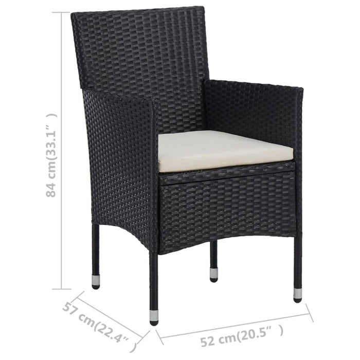 Garden Dining Chairs 2pcs Poly Rattan Black Aloik