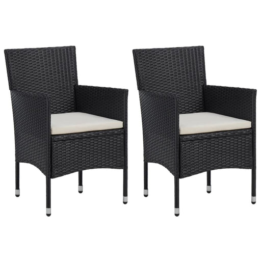 Garden Dining Chairs 2pcs Poly Rattan Black Aloik