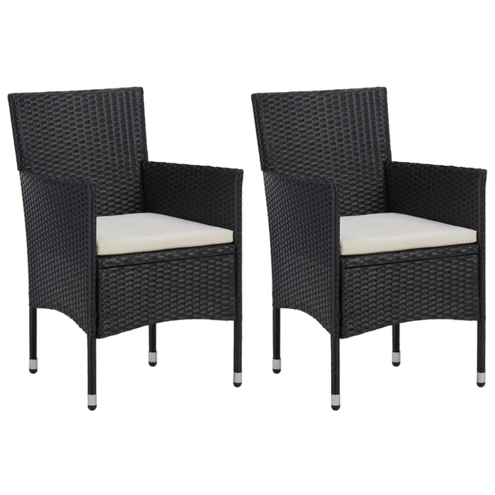 Garden Dining Chairs 2pcs Poly Rattan Black Aloik