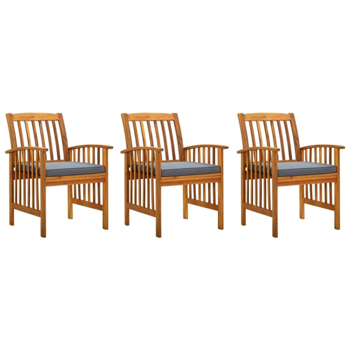 Garden Dining Chairs 3 Pcs with Cushions Solid Acacia Wood