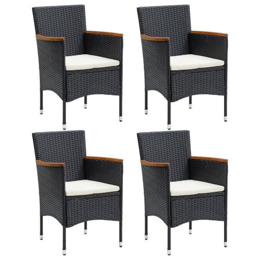 Garden Dining Chairs 4 Pcs Poly Rattan Black Tobpll