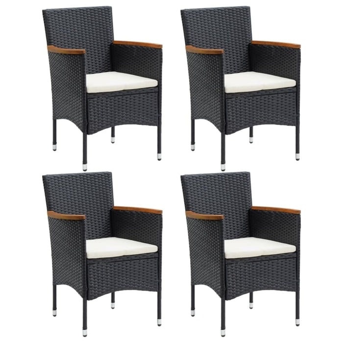 Garden Dining Chairs 4 Pcs Poly Rattan Black Tobpll