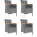 Garden Dining Chairs 4 Pcs Poly Rattan Grey Tollkl