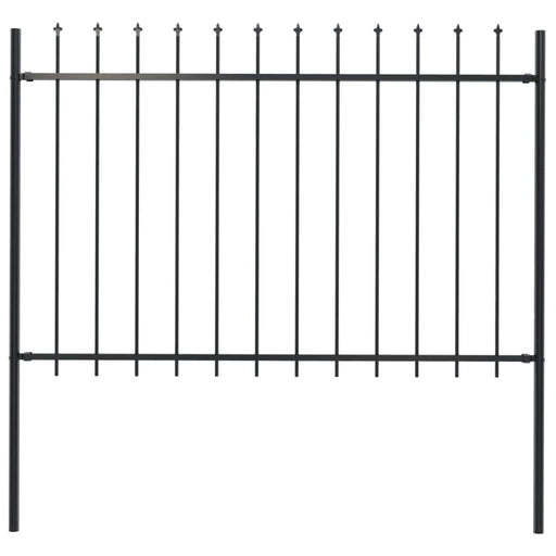 Garden Fence With Spear Top Steel 1.7x1.2 m Black Oaakxl