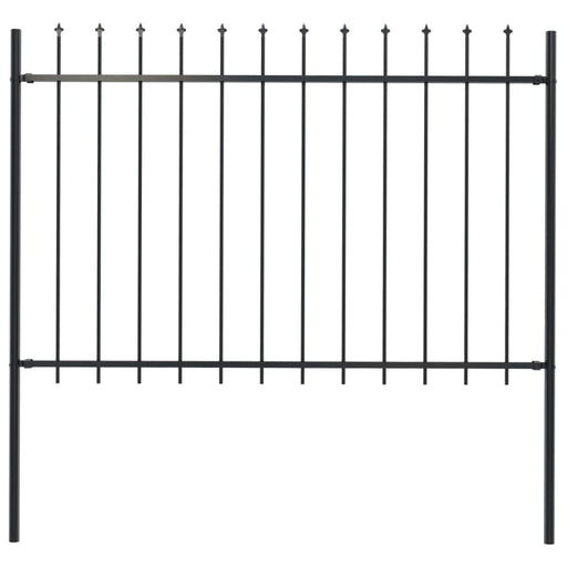 Garden Fence With Spear Top Steel 1.7x1.2 m Black Oaakxl