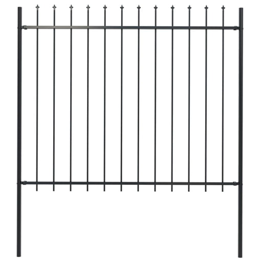 Garden Fence With Spear Top Steel 1.7x1.5 m Black Oaakxi