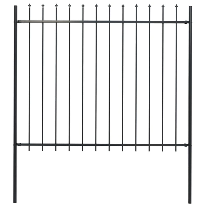 Garden Fence With Spear Top Steel 1.7x1.5 m Black Oaakxi