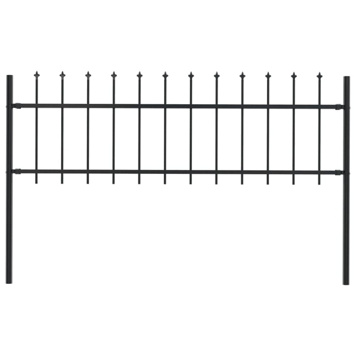 Garden Fence With Spear Top Steel 1.7x0.6 m Black Oaakxt
