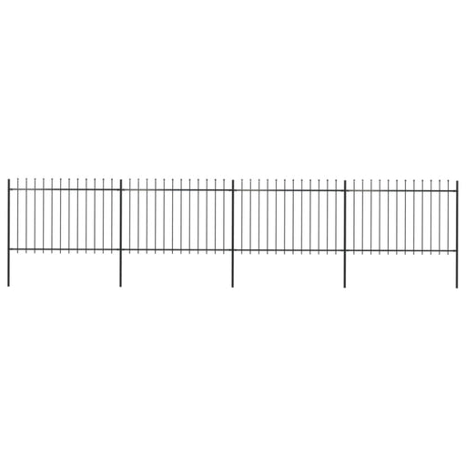 Garden Fence With Spear Top Steel 6.8 m Black Xiilxt