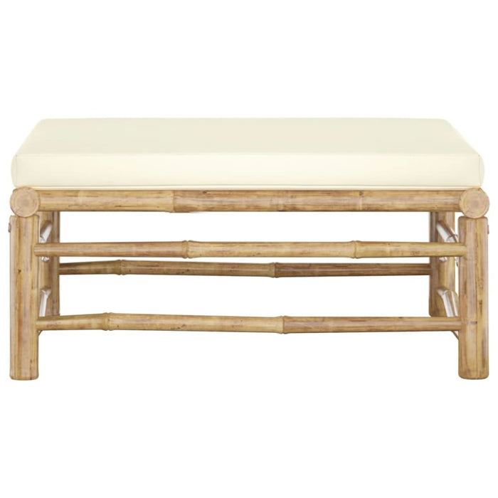 Garden Footrest with Cream White Cushion Bamboo Totoai