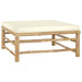 Garden Footrest with Cream White Cushion Bamboo Totoai