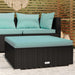 Garden Footrest with Cushion Black 70x70x30 Cm Poly Rattan