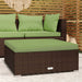 Garden Footrest with Cushion Brown 70x70x30 Cm Poly Rattan