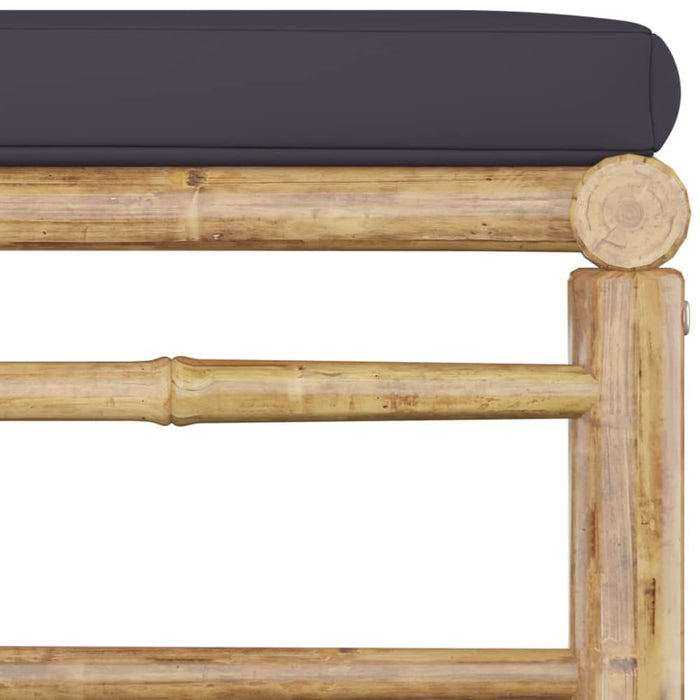 Garden Footrest with Dark Grey Cushion Bamboo Totopp