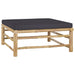 Garden Footrest with Dark Grey Cushion Bamboo Totopp