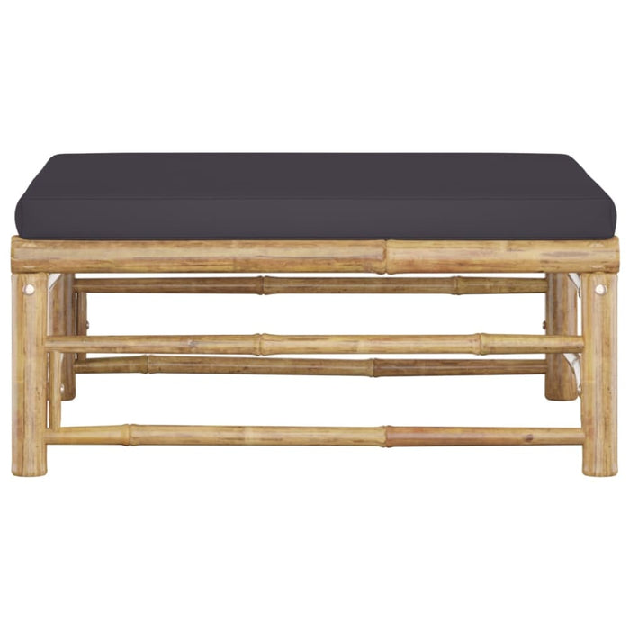 Garden Footrest with Dark Grey Cushion Bamboo Totopp