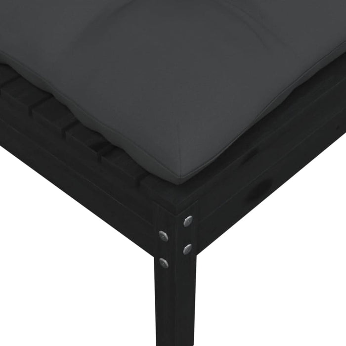 Garden Footstool with Anthracite Cushion Black Solid