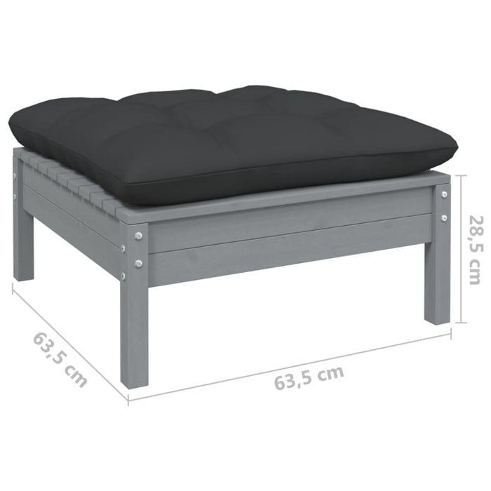 Garden Footstool with Anthracite Cushion Grey Solid