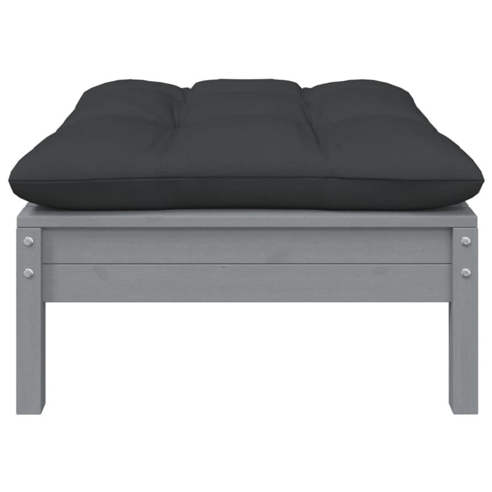 Garden Footstool with Anthracite Cushion Grey Solid