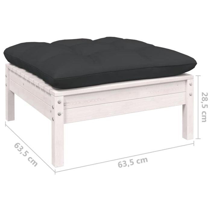 Garden Footstool with Anthracite Cushion White Solid