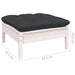Garden Footstool with Anthracite Cushion White Solid