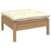 Garden Footstool with Cream Cushion Honey Brown Solid