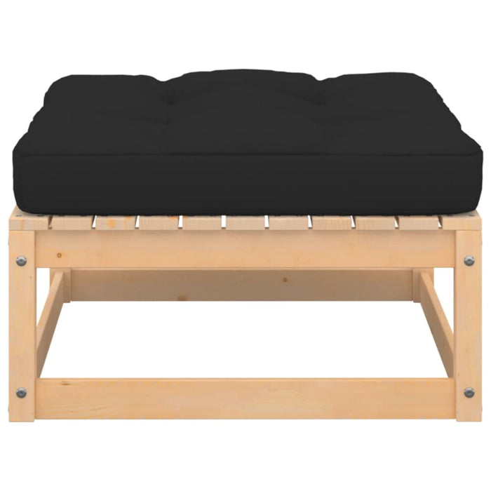 Garden Footstool with Cushion Solid Pinewood Nbixnn