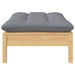 Garden Footstool with Grey Cushion Solid Pinewood Nblltk