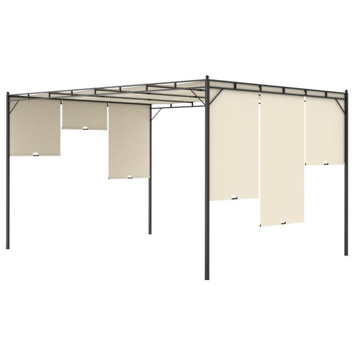 Garden Gazebo With Side Curtain 4x3x2.25 m Cream Aikka