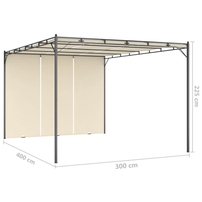 Garden Gazebo With Side Curtain 4x3x2.25 m Cream Aikka